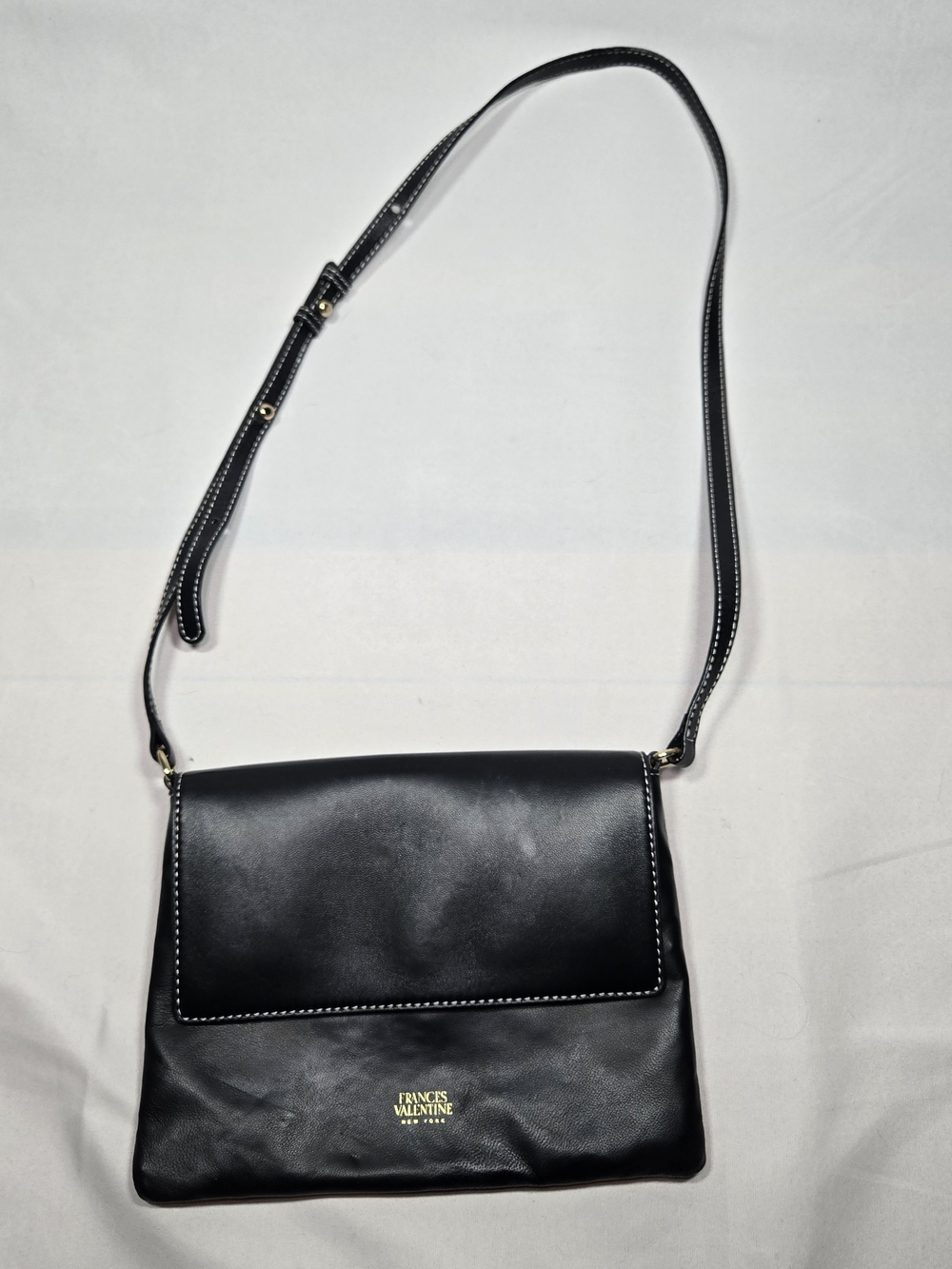 Frances Valentine Black Leather Crossbody Purse Bag Luxury